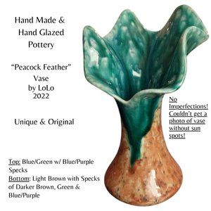 Unique & Original One-of-a-kind Pottery in Blue/Green & Brown Soft Speckles, NEW